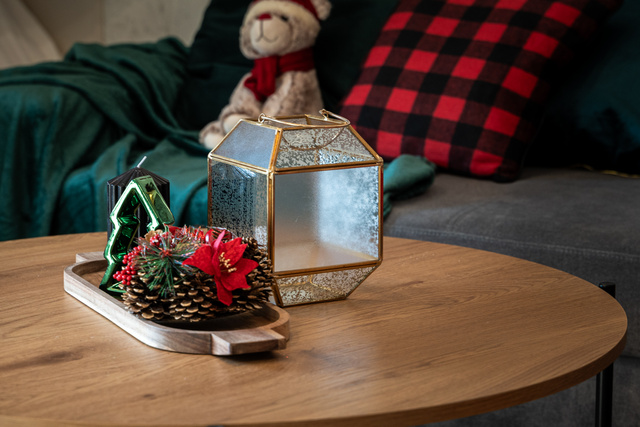 Felinar din sticlă, 14 x 14 x 20 cm