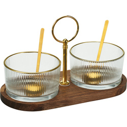 Set complet de dipuri pe un platou din lemn Ø 9 cm