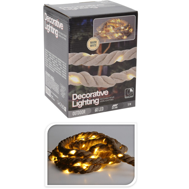 Lampi LED pe un fir de iuta, 60 de becuri, 4 m