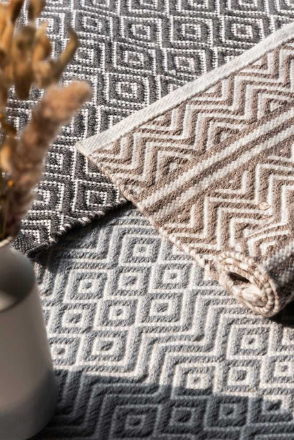 Covor de baie TURPAN, poliester reciclat, gri, model diamant, WENKO