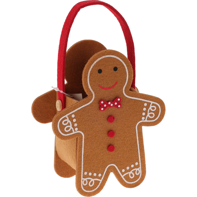 Geanta din fetru cu motiv de Craciun, 13 x 15,5 cm