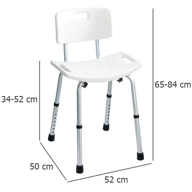 Scaun de duș cu spătar și reglare a înălțimii SECURA, WENKO