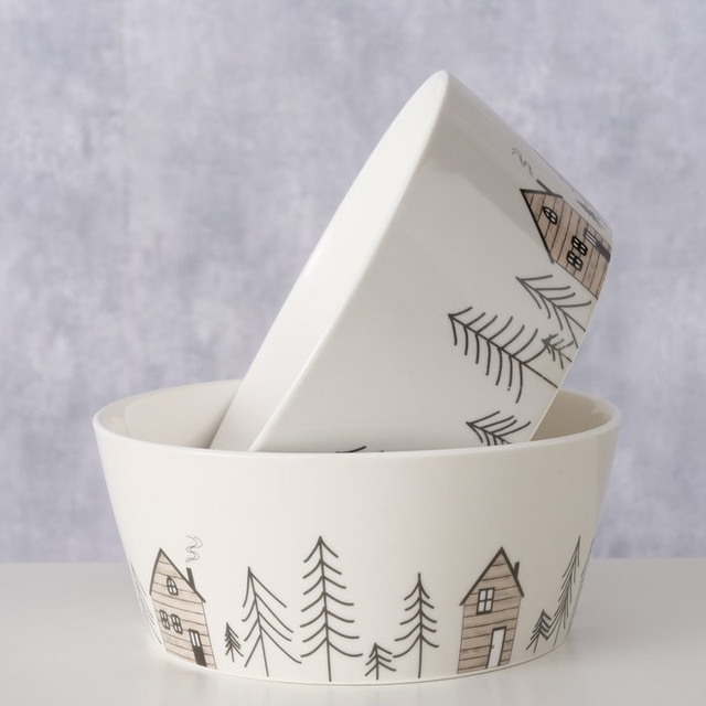 Bol cu motiv de iarnă cu brazi HOMEWOOD, Ø15 cm