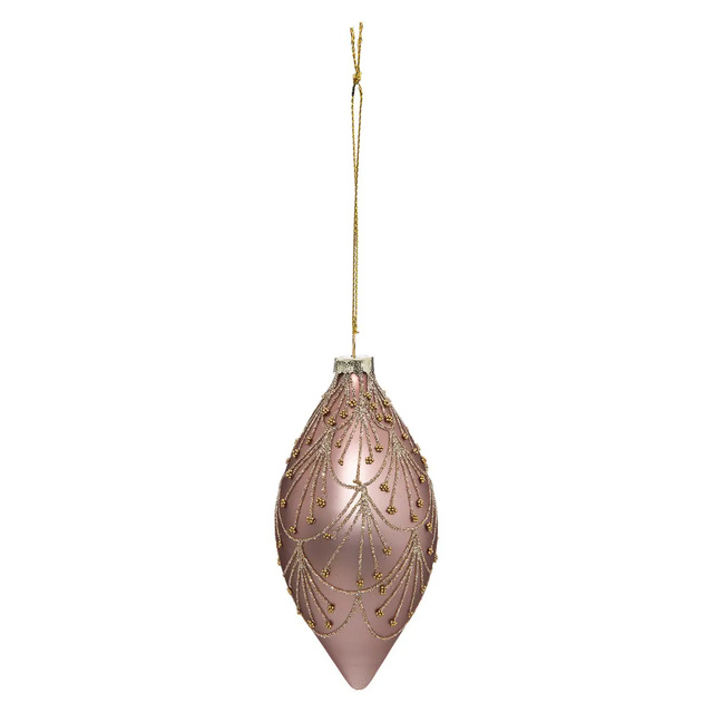 Globuri in forma de lacrimi cu ornament auriu, 13 cm, 3 buc.