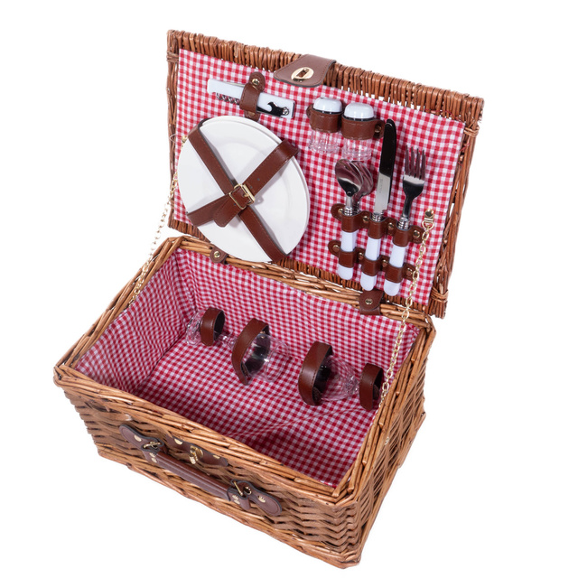 Cos de picnic din rachita Darcel, cu spatii pentru tacamuri