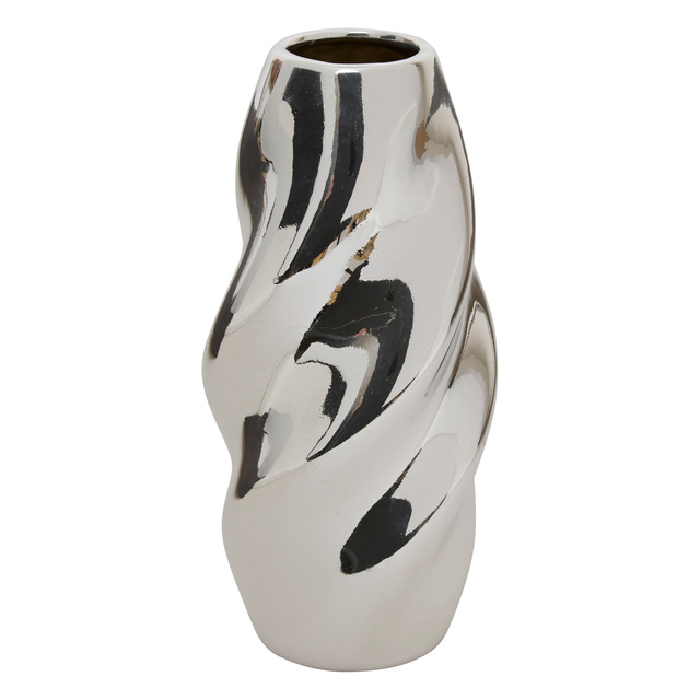 Vază argintie TWISTED SKY, ceramică, înălțime 21 cm