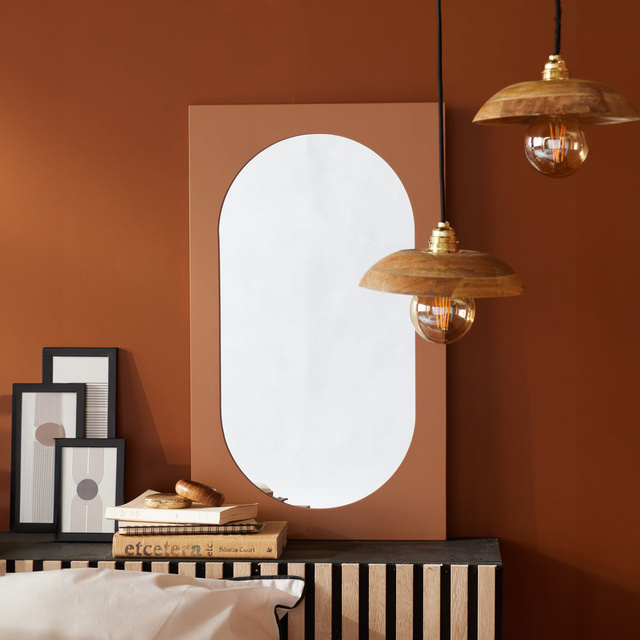 Oglinda ovala cu rama groasa, 43 x 73 cm, MOKA