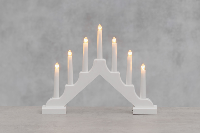 Candelă adventistă LED, 7 lumini, 29 cm, albă