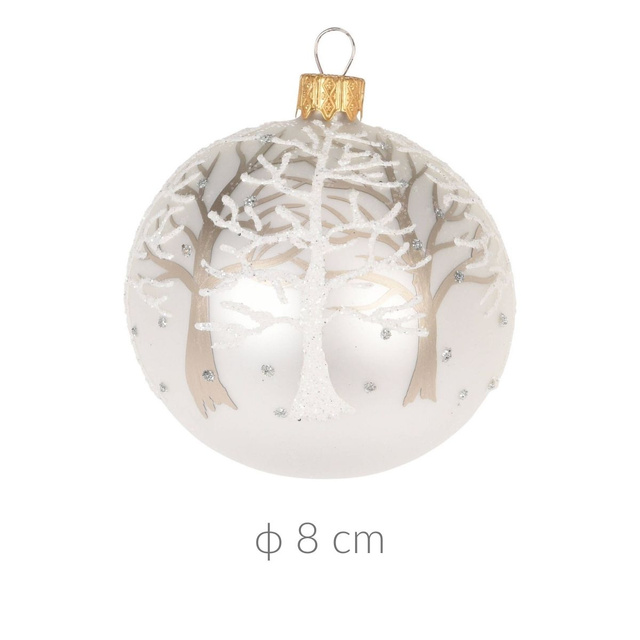 Globulet de sticlă, decor cu sclipici, Ø 8 cm