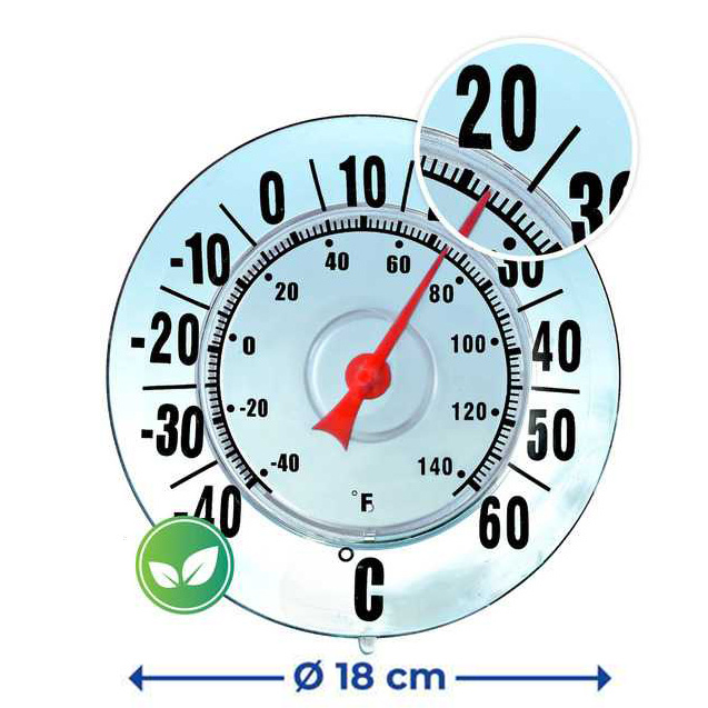 Termometru pentru geam, montaj fara gaurire, Ø 18 cm