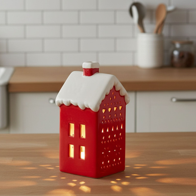 Lampă LED în formă de casă, 15 cm, roșie