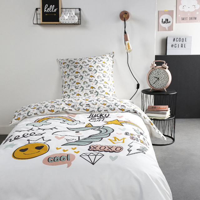 Lenjerie de pat pentru fete KOOL, 140 x 200 cm, reversibila