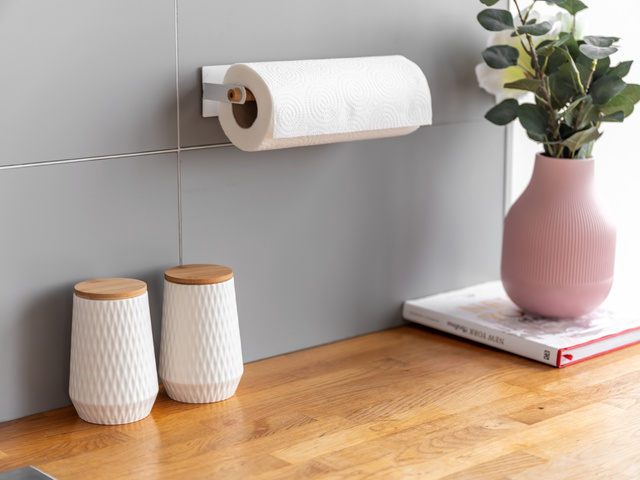 Suport magnetic pentru prosop de hartie MAGNA, bambus, 30 cm, WENKO