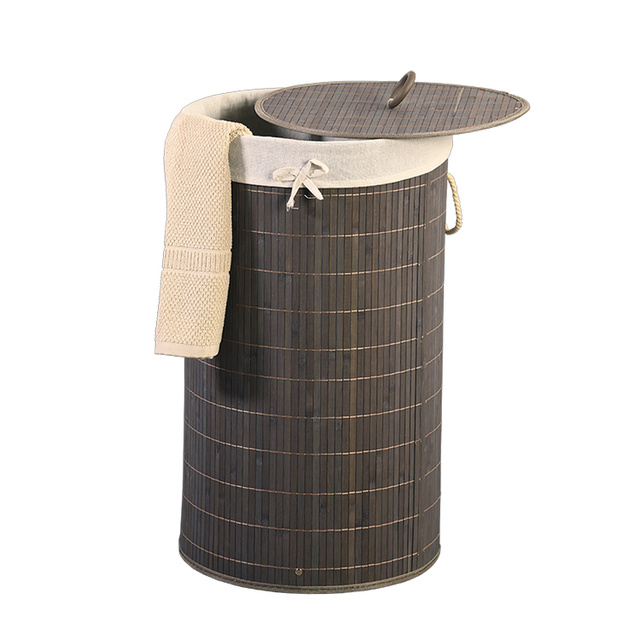 Cos de rufe din bambus cu sac din material textil, 35 x 60 cm