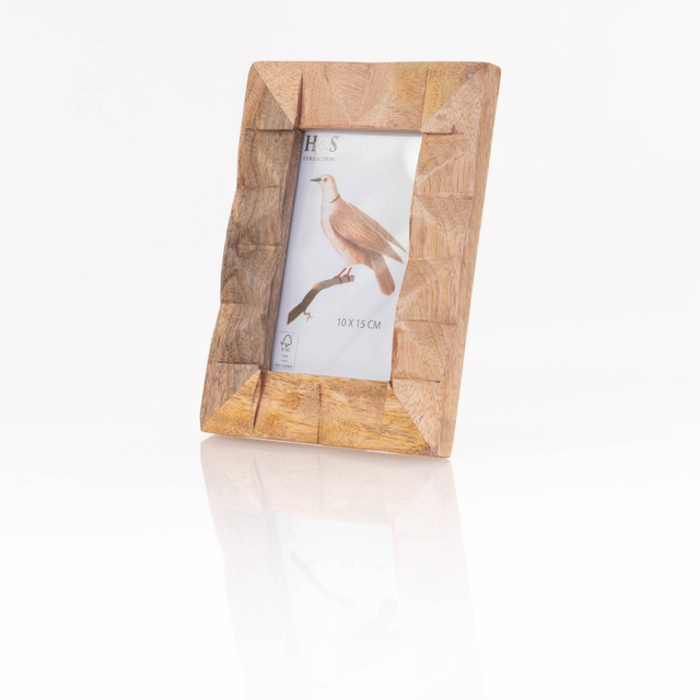 Rama foto verticală cu cadru decorativ din lemn de mango, 18 x 23 x 2,5 cm