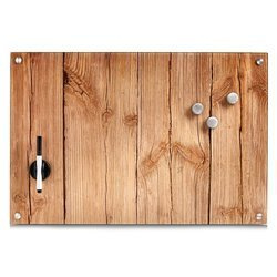 Tablă magnetică din sticlă WOOD + 3 magneți, 60x40 cm, ZELLER, Wood