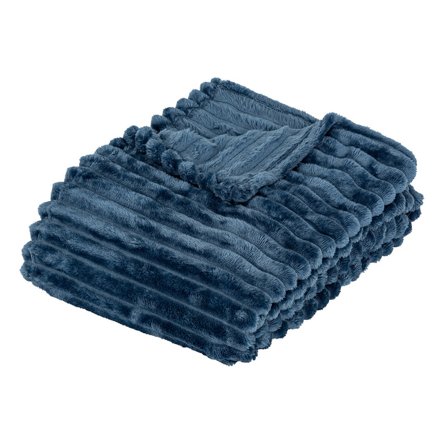 Pătură flanelată din cord 130 x 170 cm -albastră
