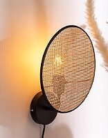 Aplica de perete pentru living OLME, împletitura din rattan, Ø 27 cm