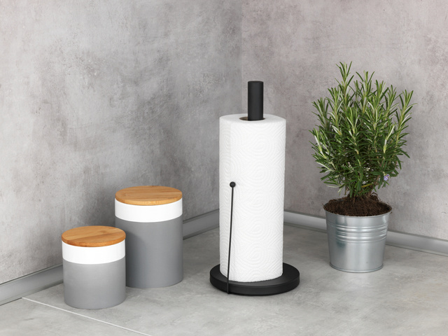 Suport pentru prosoape de hârtie de bucătărie CLAYTON - oțel inoxidabil, WENKO, negru