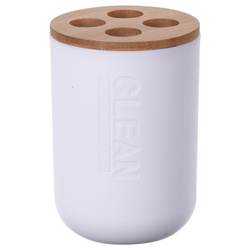 Pahar pentru periute de dinti cu capac din bambus