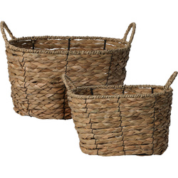 Cosuri de depozitare cu manere, impletitura din iarba de mare, 2 bucati