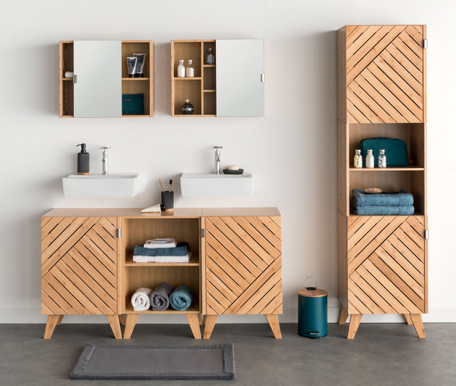 Dulap de baie Bath n'modul, cu usa, bambus, 70 cm