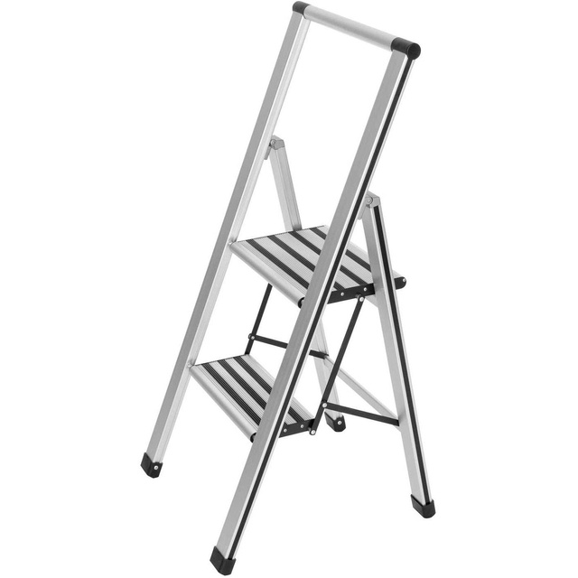 Scară din aluminiu, cu 2 trepte, WENKO, gri