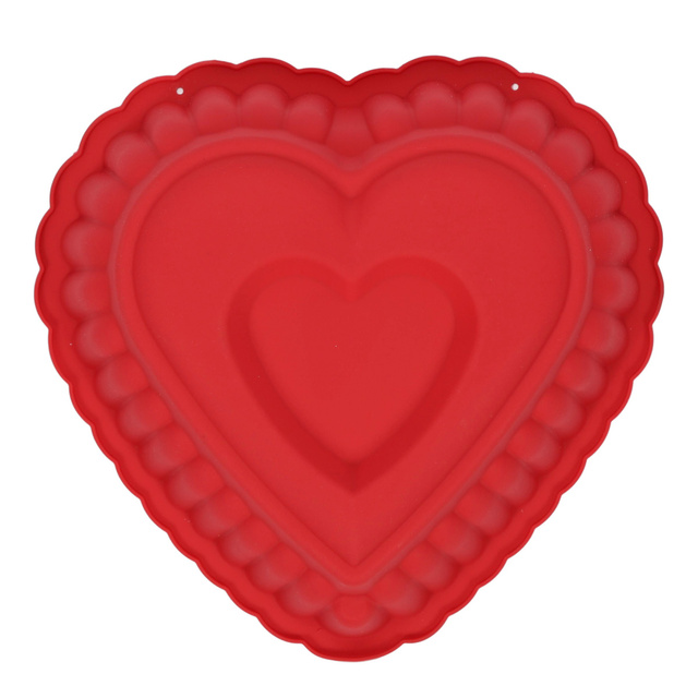 Tava de copt din silicon in forma de inima, 25 x 16 x 7 cm
