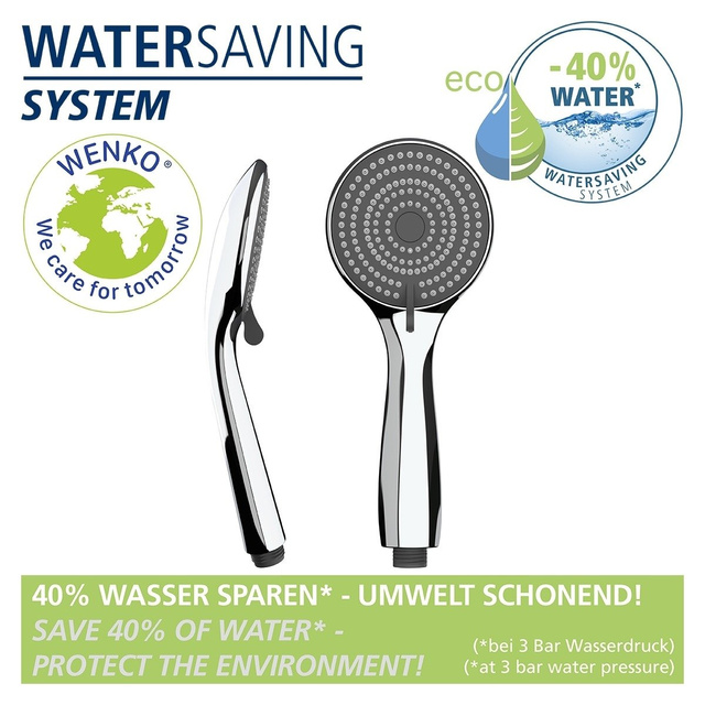 Cap de dus cu functie de economisire apei, Ø 9.6 cm, 3 setari WENKO