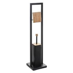 Perie de toaletă cu suport pentru hârtie igienică NATURELO, 2in1, negru