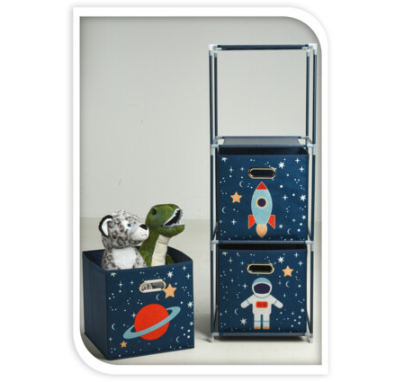 Raft pentru jucarii cu containere Misiune spatiala, 35 x 35 x 102 cm