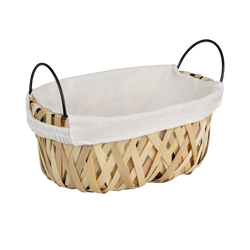 Coș pentru pâine cu împletitură din lemn, 25 x 17 cm
