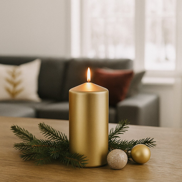 Lumanare cilindrica, lucioasa, 12 cm