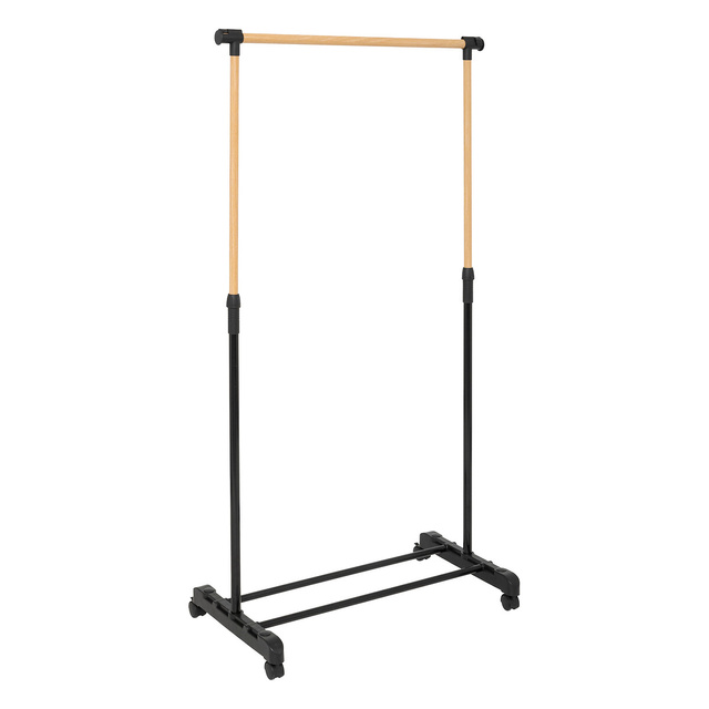 Suport din metal și plastic cu efect de lemn pentru haine