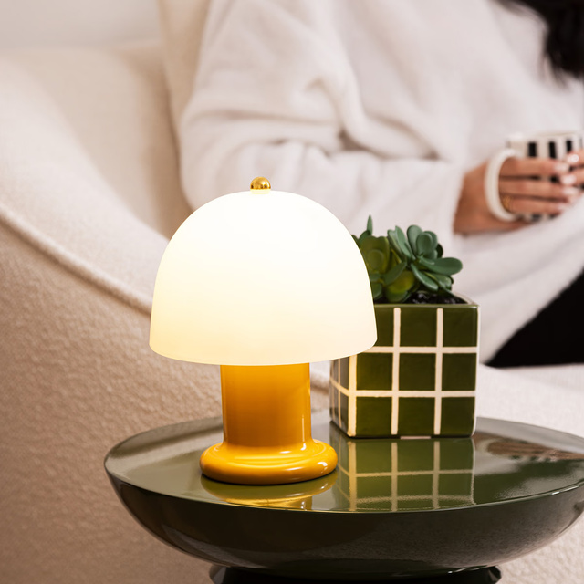 Lampă de masă Rick galben LED sticlă înălțime 21 cm