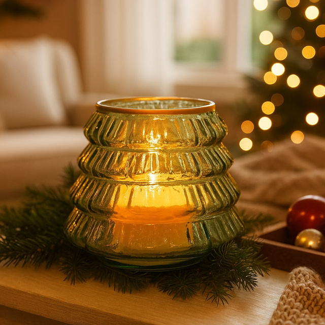 Vază din sticlă pentru lumânare TIWA, înălțime 11,5 cm