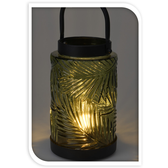 Felinar LED, sticla colorata, 26 cm