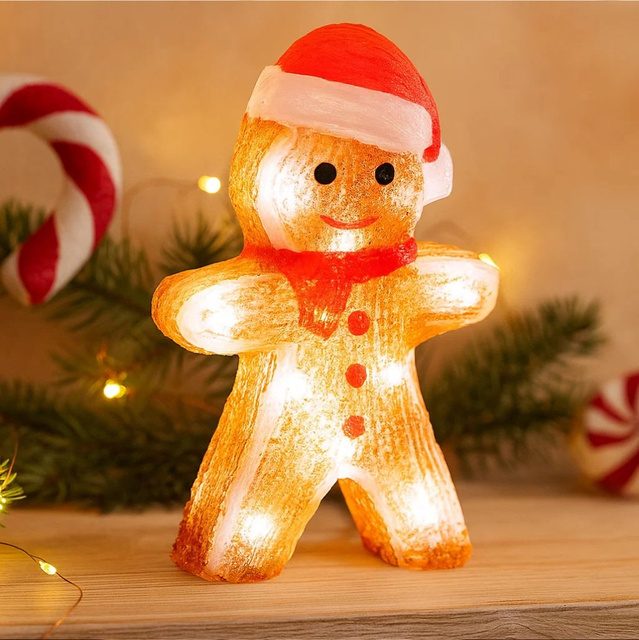 Decoratiune LED de Craciun, turta dulce, 21 cm