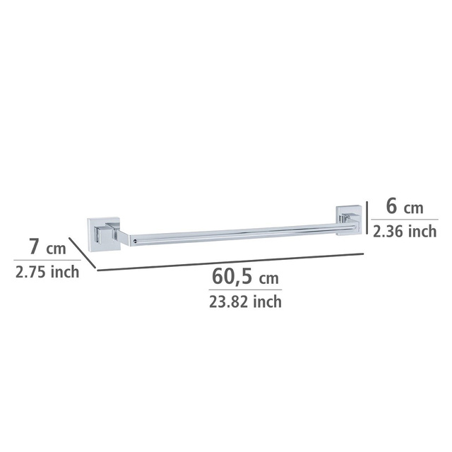 Bara pentru prosop, Wenko Quadro, Vacuum-Loc, Otel inoxidabil, Argintiu
