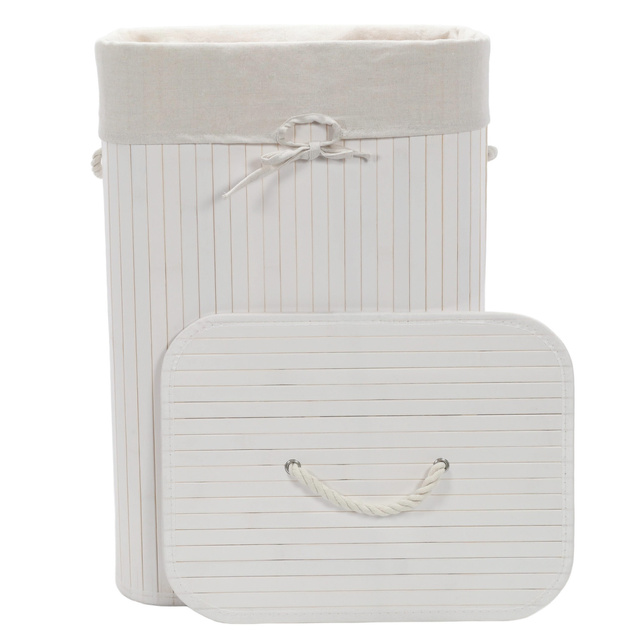Coș de rufe alb din bambus, 72 l