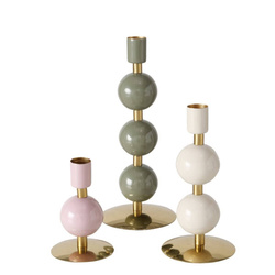 Suport de lumânare din metal cu detaliu auriu, set 3 bucati