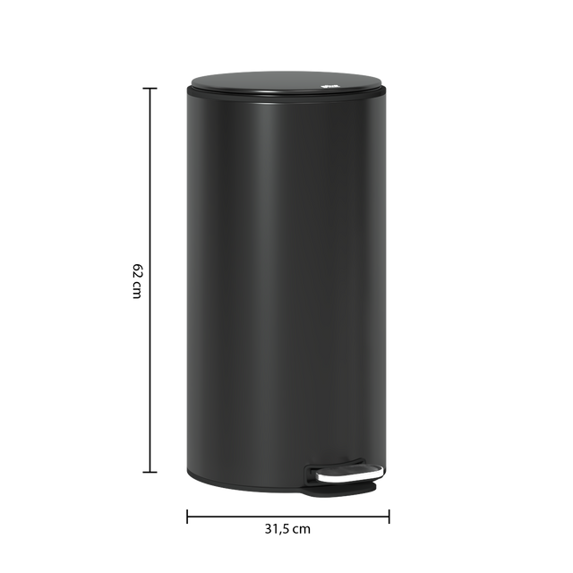 Coș de gunoi metalic DELTA cu neutralizator de miros, 30 l