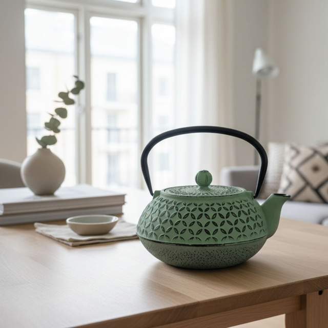 Ceainic din fontă cu infuzor SABI, 1000 ml, verde deschis