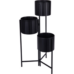 Suport de flori loft pentru 3 ghivece VIKO, metalic, negru