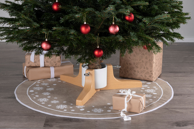 Suport pentru brad cu imitație de lemn, 62 cm, rezervor 2,2 l, alb