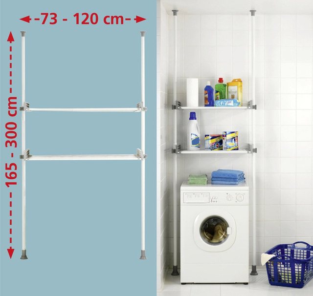 Raft telescopic de bucătărie și baie, HERKULES Rafturi duble pentru dulap, 2 nivele, WENKO
