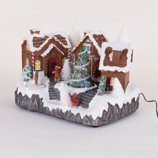 Figurina scena de Craciun mobila, case de turta dulce, 31 x 23 cm