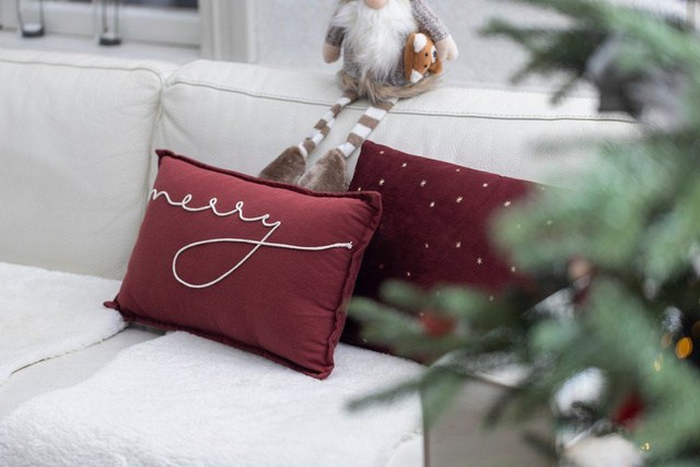Perna decorativă de Crăciun, catifea, 30 x 50 cm