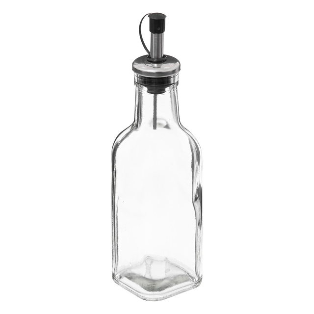 Set recipiente condimente pentru masa: sticle de ulei de masline si otet + piper si sare