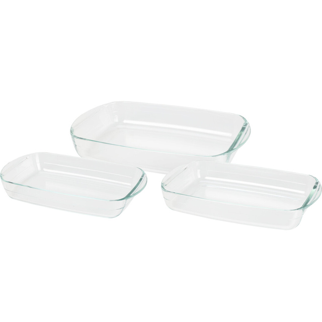 Vase de copt din sticlă întărită, 3 bucăți